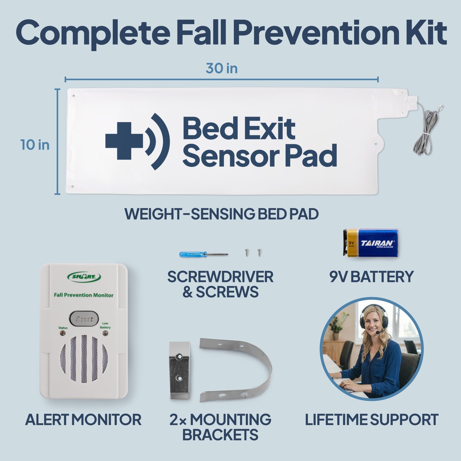 Smart Caregiver Bed Alarm for Elderly Adults – Fall Prevention System with 10…
