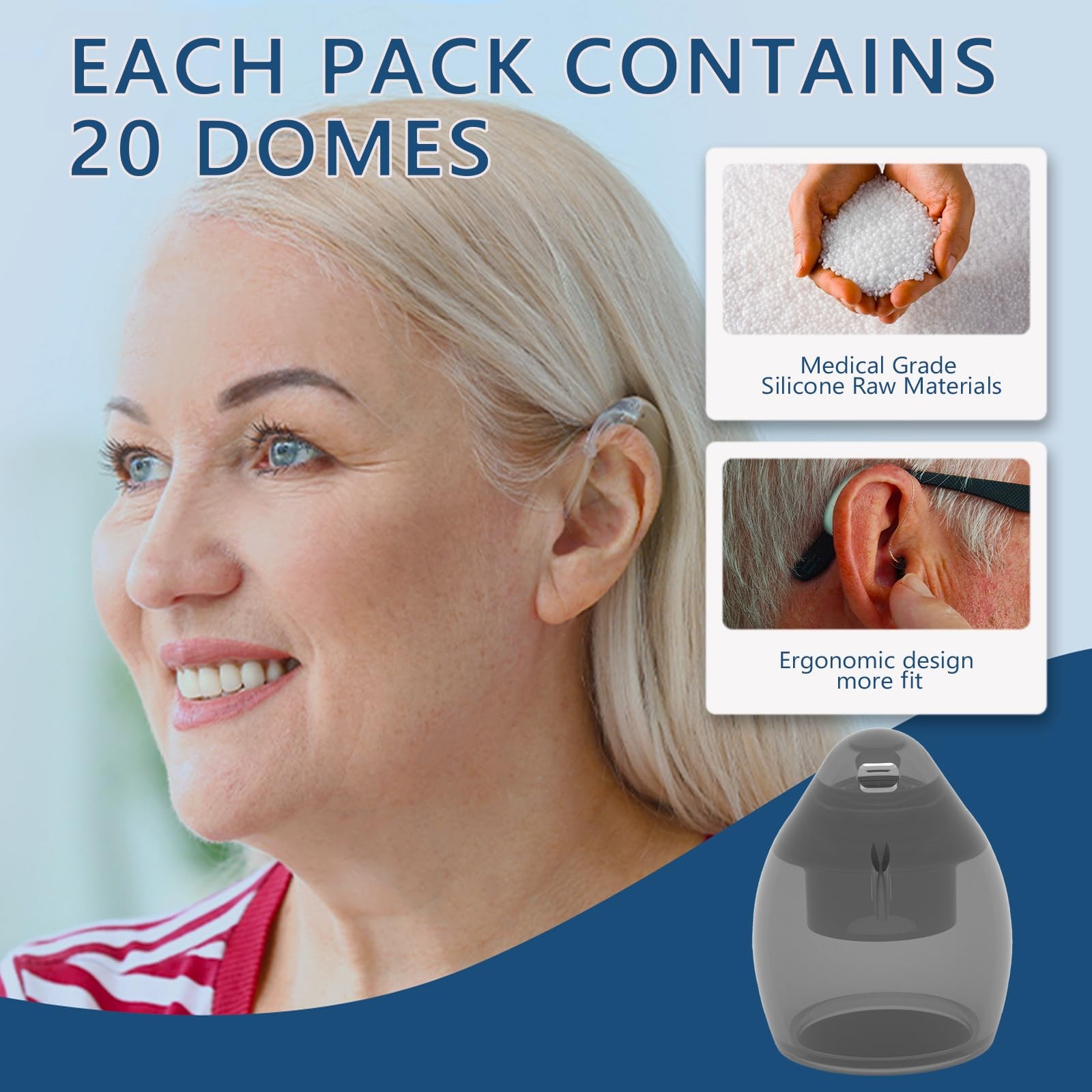 20 pcs Phonak Vented 4.0 Hearing Dome Small, White-2 Pcaks/20 Pcs