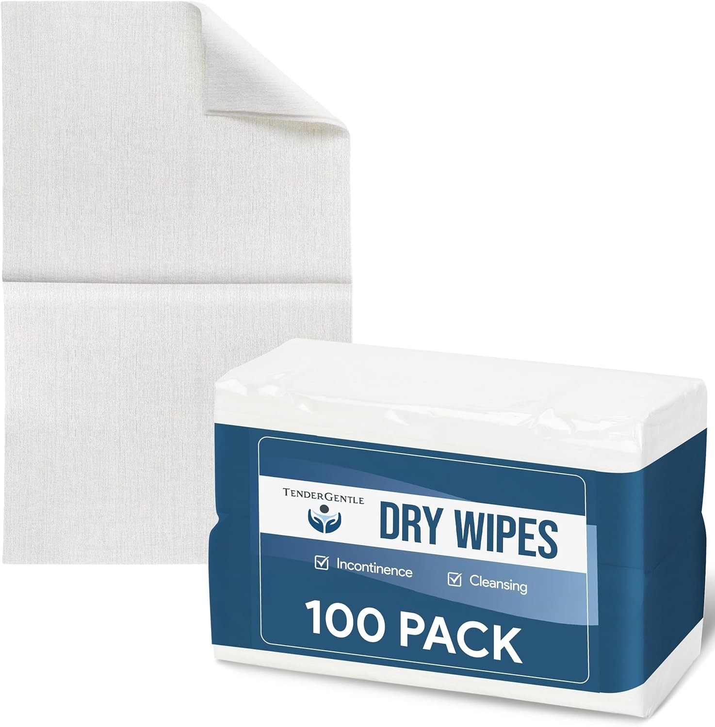 Dry Wipes for Adults 2×100 Pack, Unscented Disposable Washcloths 10″x13″