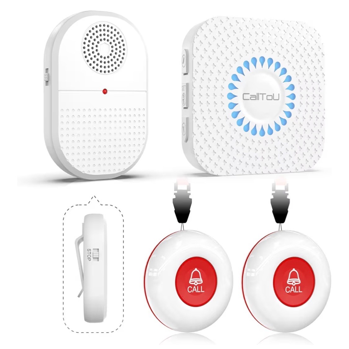 Wireless Caregiver Pager Waterproof Call Button Vibration Call Button for Elderl