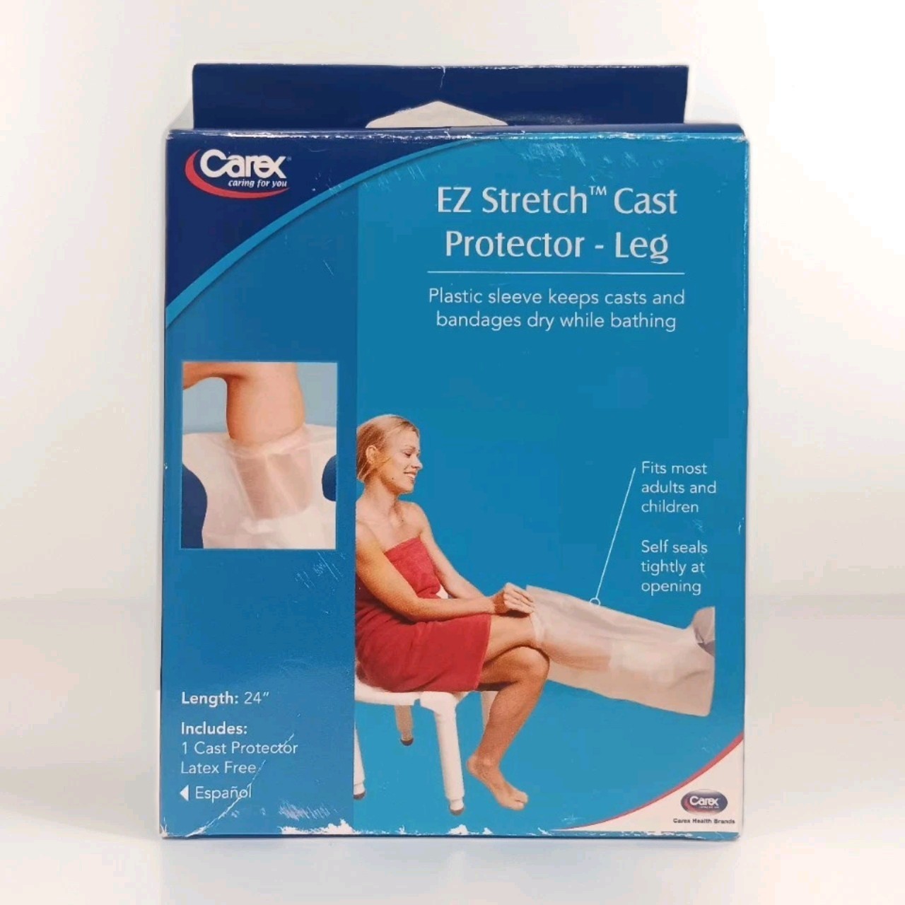 Carex EZ Stretch LEG CAST PROTECTOR 24″ – Latex Free, Fits: Adult & Children NEW