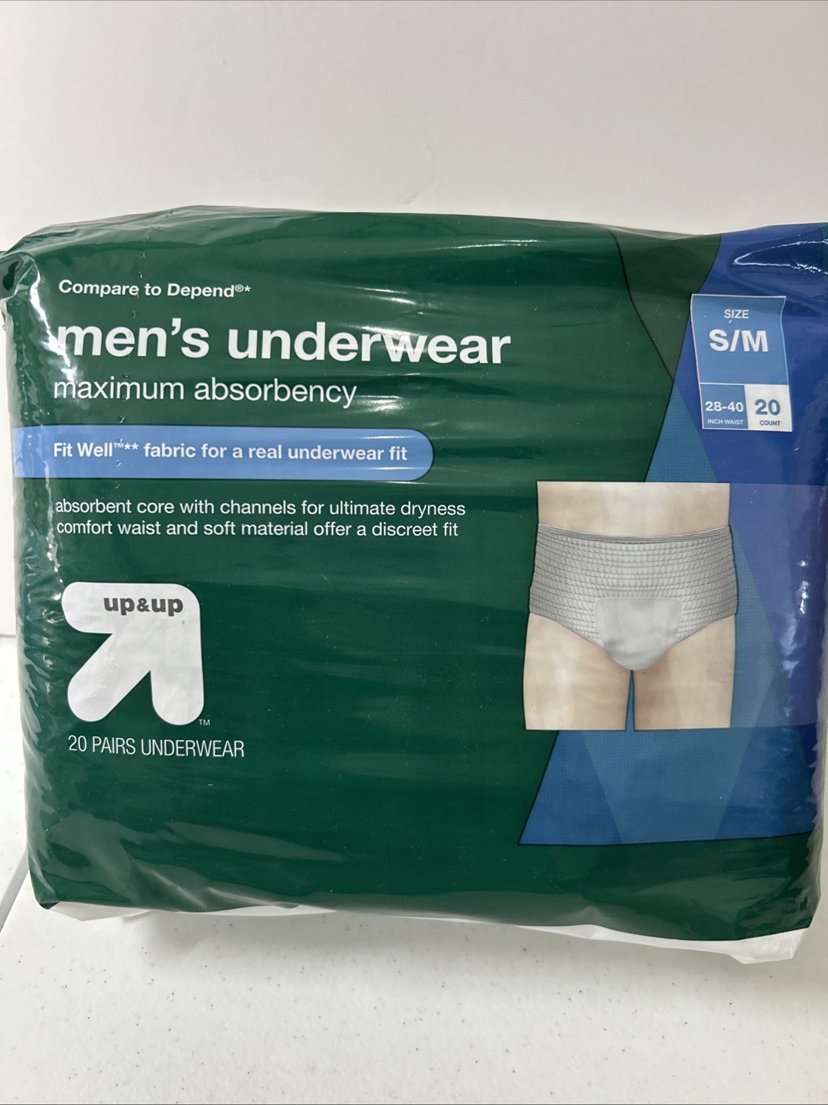 Up & Up Men’s Underwear Diaper Small Medium 28-40, 20 Count – NEW