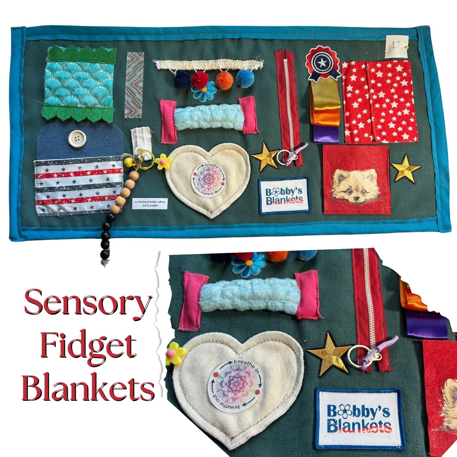 Bobby’s Blankets Sensor Fidget for Alzheimer’s, Dementia, 12″x24″ Hand Crafted
