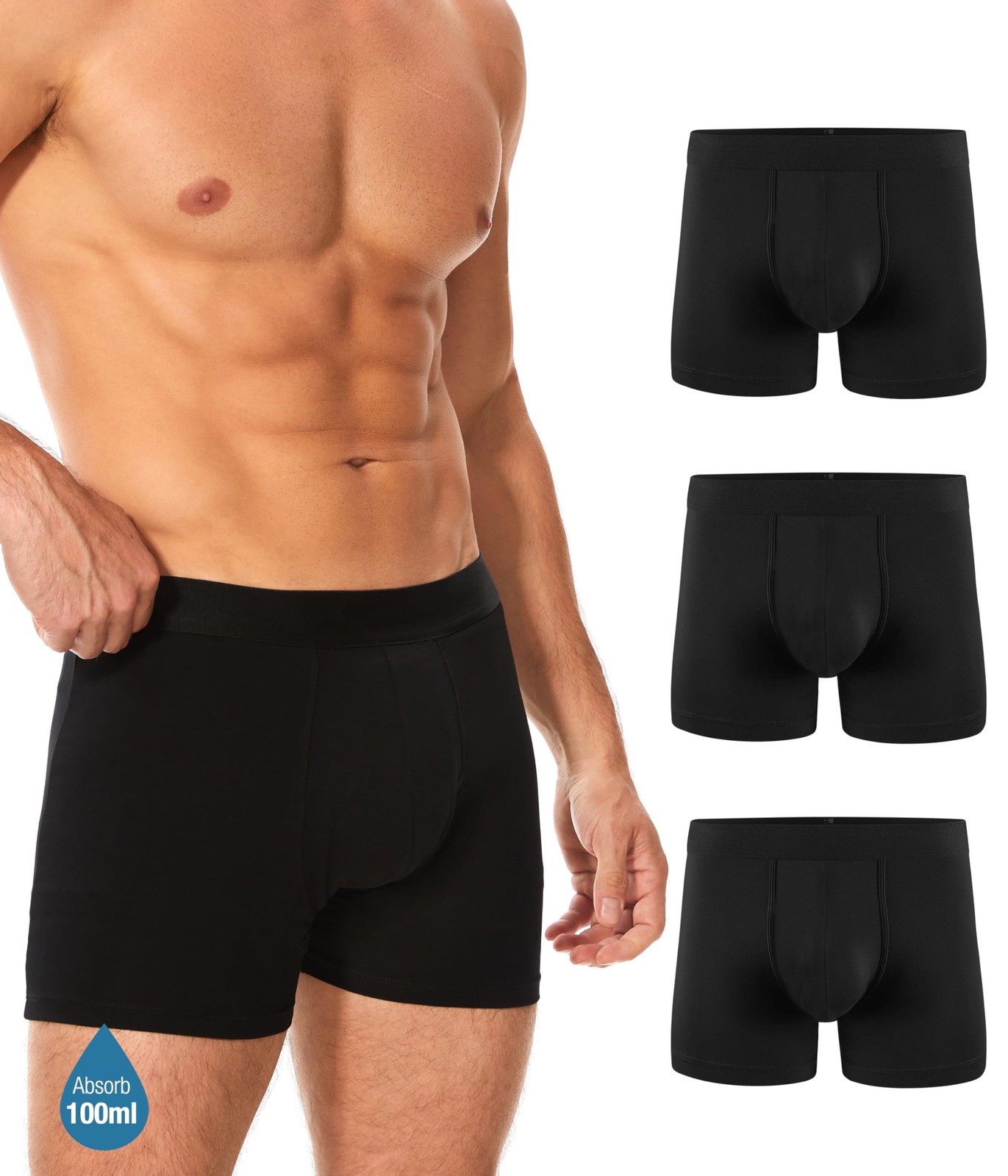 YESWEL Men’s Incontinence Underwear, Leak Proof Washable Reusable Cotton Boxe…