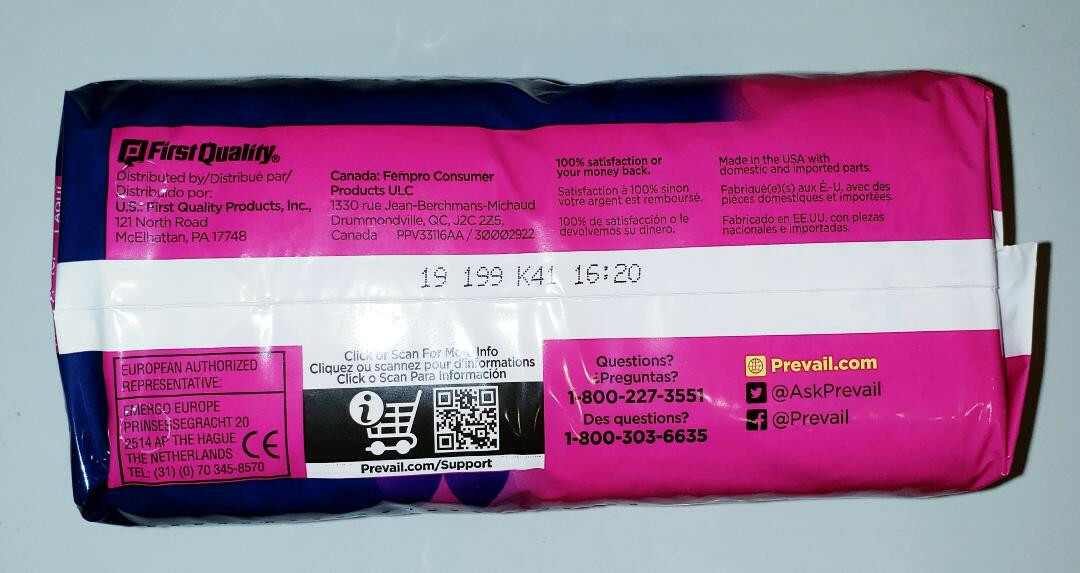 Prevail Bladder Control Pad, 11 Inch, Moderate Absorbency, BC-013 – Pack of 16