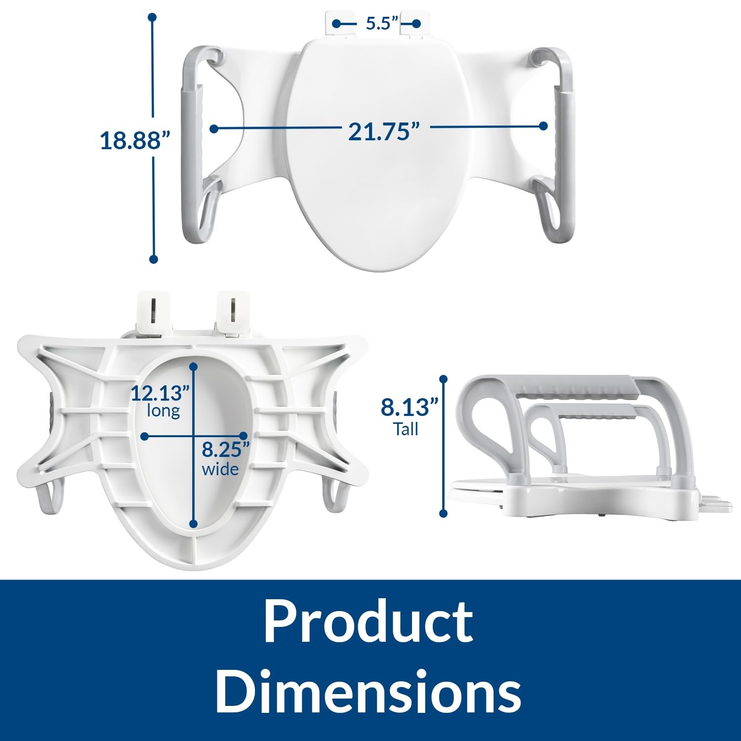 Bemis Assist Toilet Seat Built-In Support Handles Hinges Never Loosen Fits