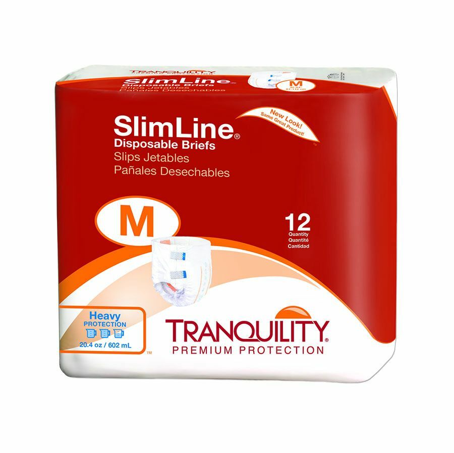 Tranquility Slimline Adult Brief Medium 32-44in Heavy Absorbency – 2 Bags of 12
