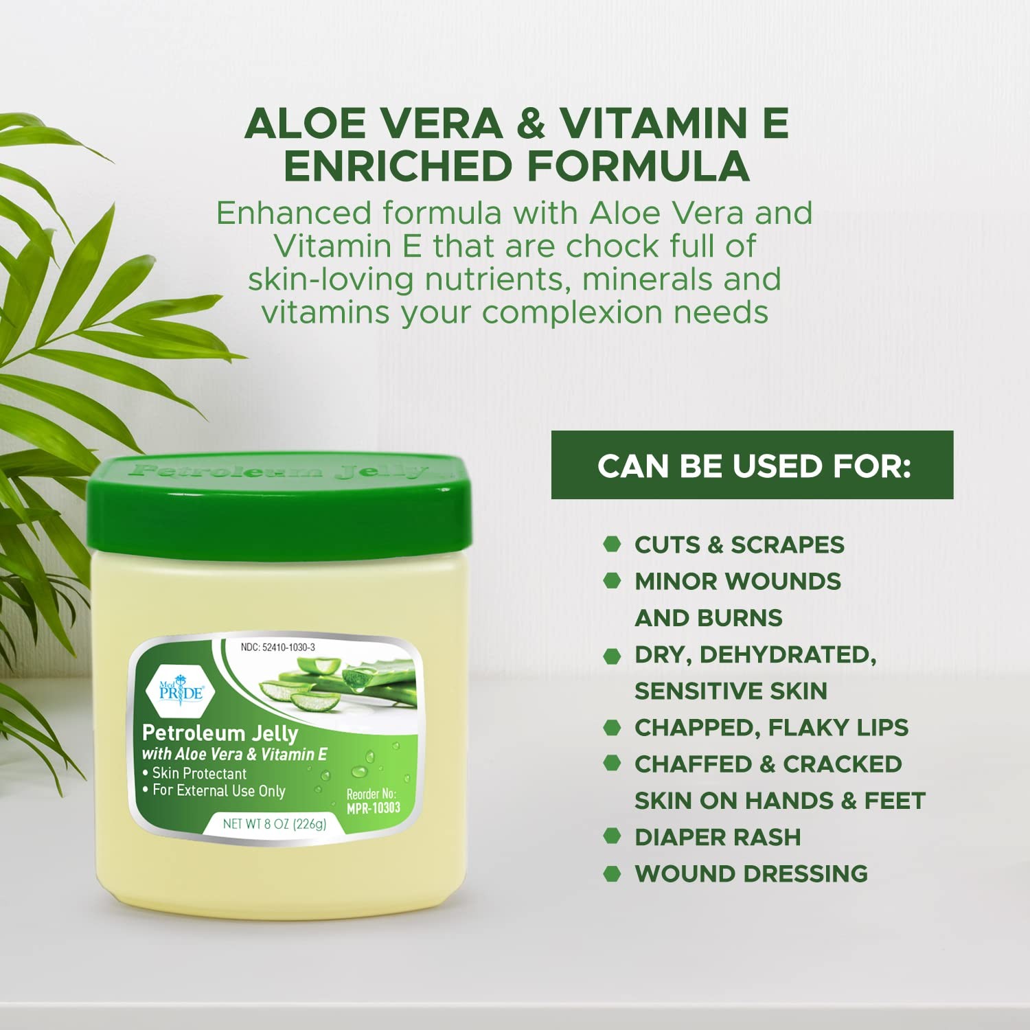 MED PRIDE Petroleum Jelly with Aloe Vera & Vitamin E, 8 oz – Skin 8 Ounce