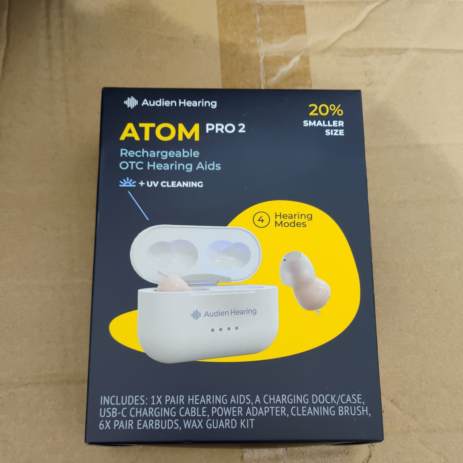 Audien ATOM PRO 2 Wireless Rechargeable OTC Hearing Aids New Sealed