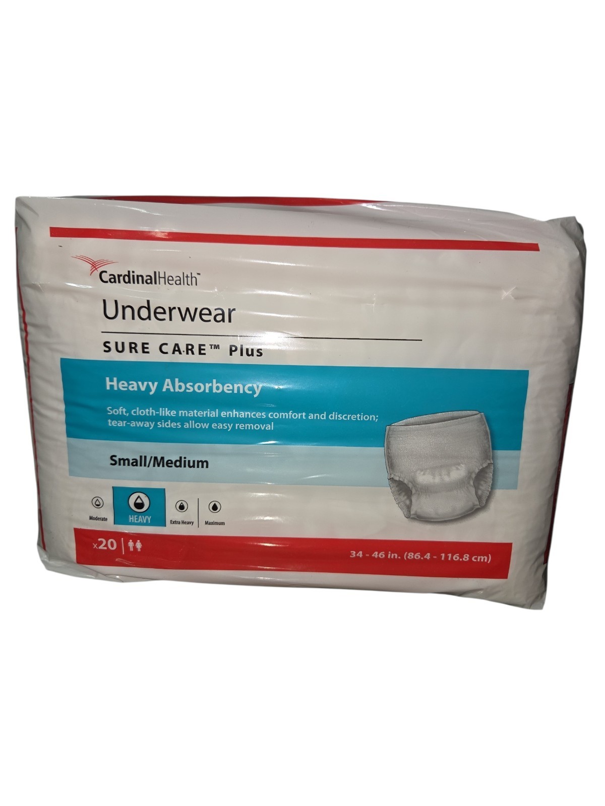 Cardinal Sure Care Plus Protective Underwear – S-M, Pack of 20