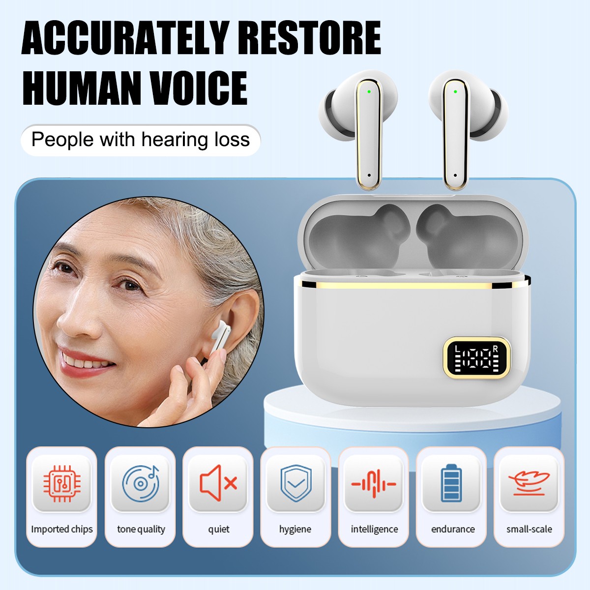 Digital Hearing Aids Noise-Cancelling 8 Channel Severe Loss Sound Amplifier ITE