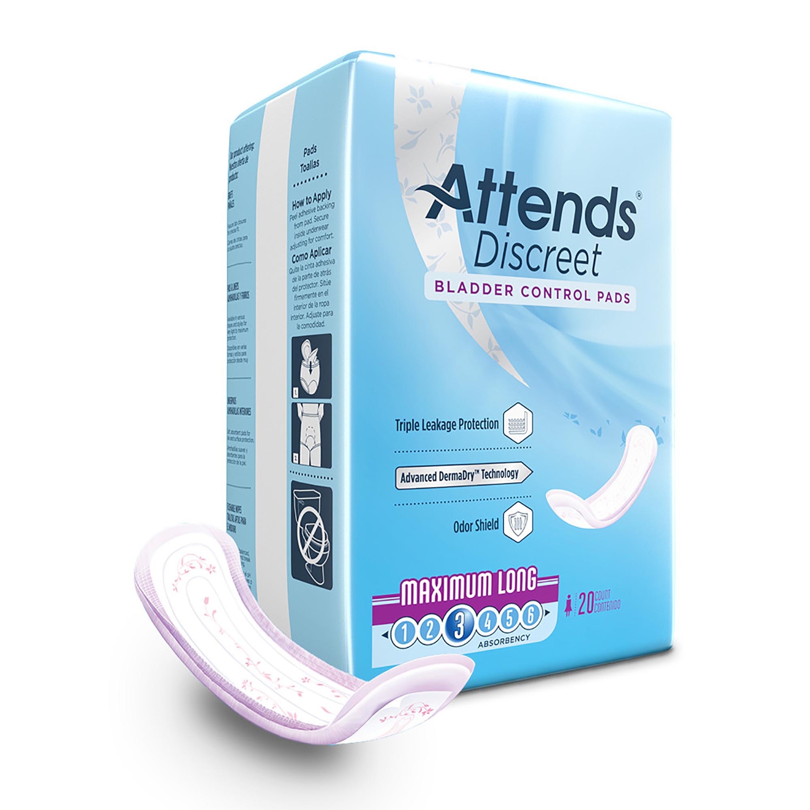 Attends Incontinent Pad 14.5″ L Maximum / Long Length Maximum Long 200 Ct