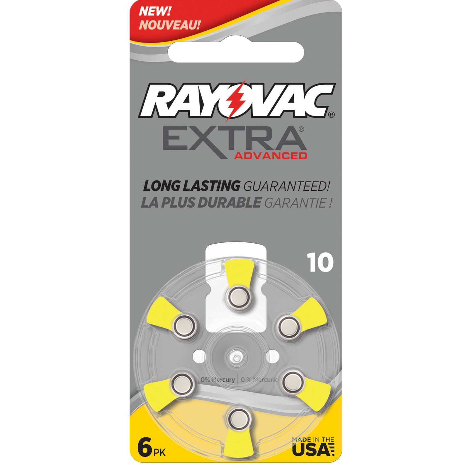60 Rayovac Extra Advanced, size 10 Hearing Aid Battery (pack 60 pcs)
