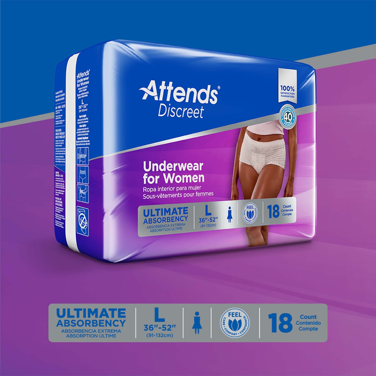 Attends Disposable Underwear Female Large 18 Ct