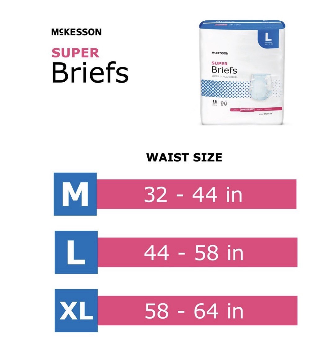 72-count McKesson Super Briefs. Size L. Moderate Absorbency, PremiumOdor Control