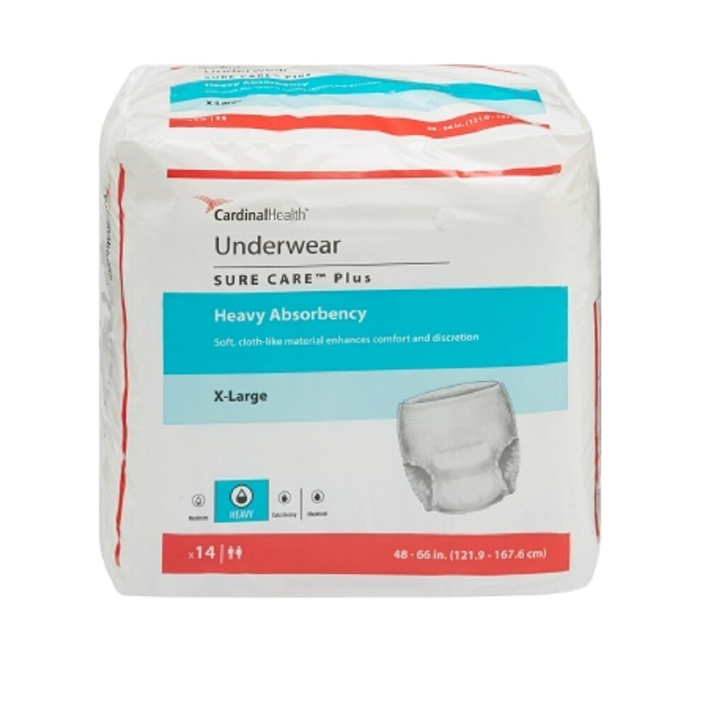 4 Pack Cardinal Health Sure Care Plus Adult Underwear XL