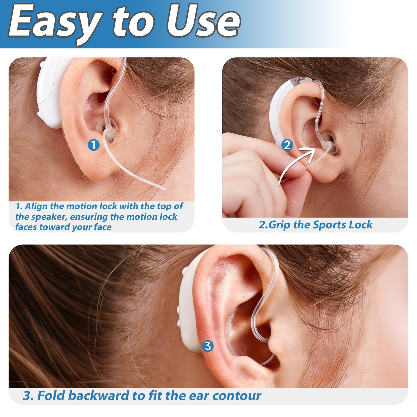 8 Pack Sports Lock for Oticon 85db, Secure Fit Retention Tails, Low-Touch Ear…