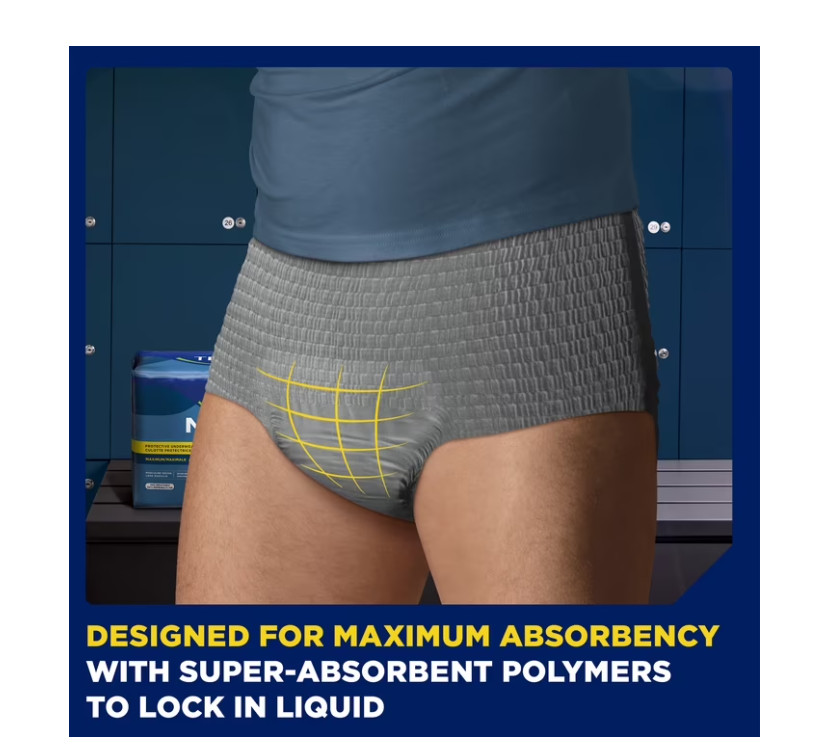 TENA Men Adult Incontinence Underwear Maximum XXL 56 Ct Absorbency