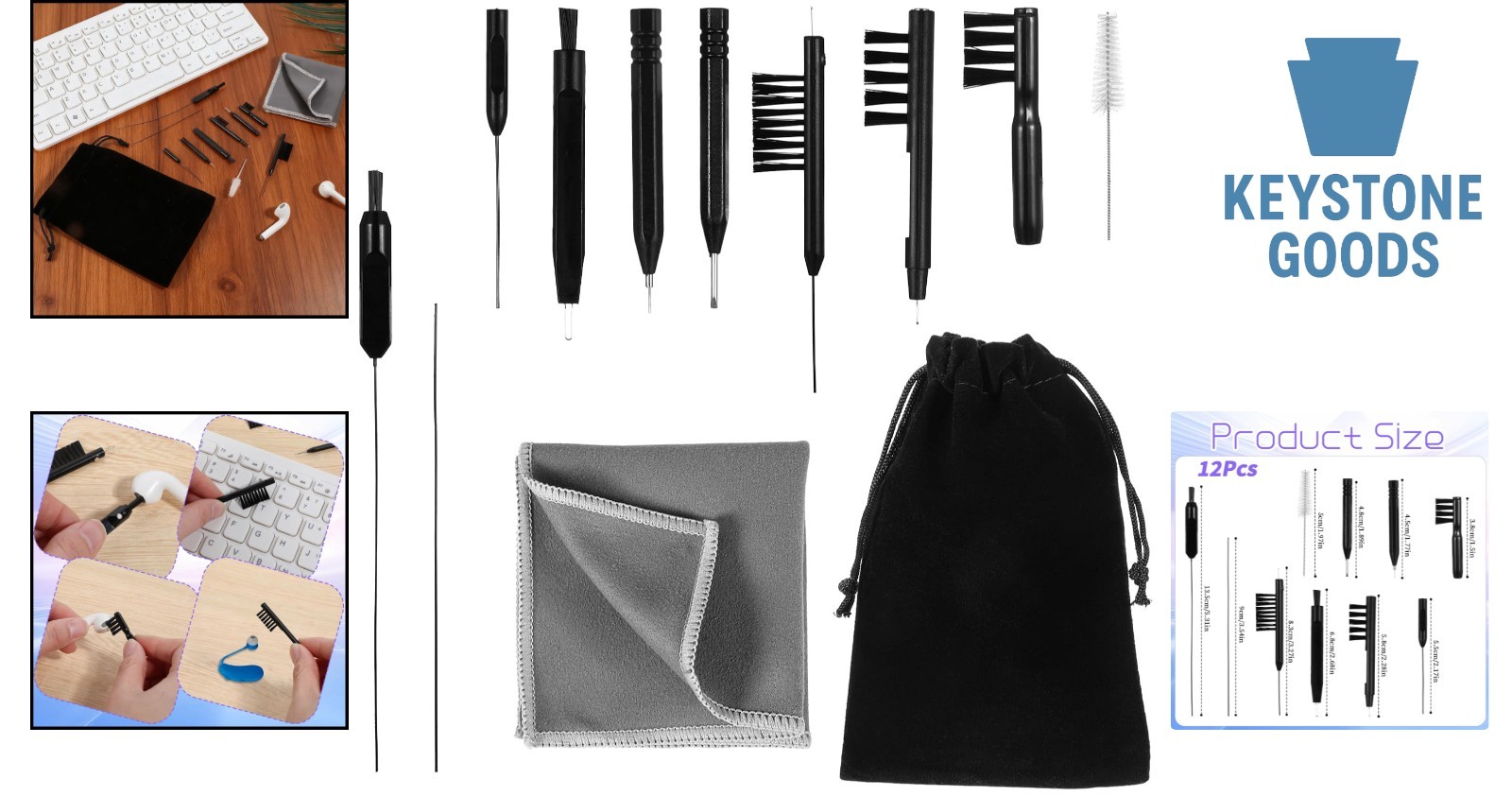 12-Piece Portable Hearing Aid & Earbud Cleaning Kit with Storage Bag
