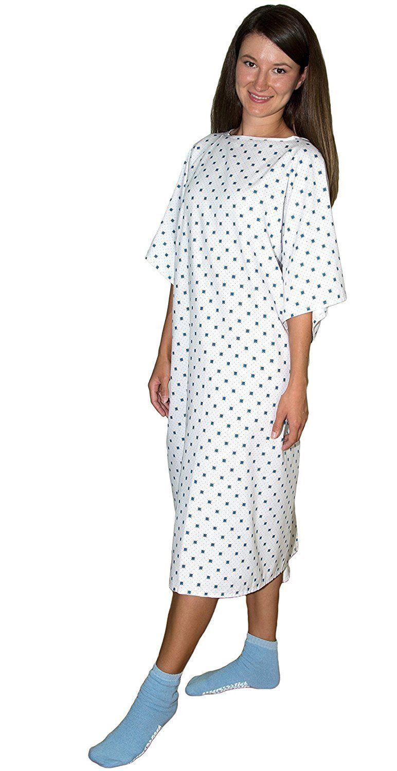 Demure Print Hospital Patient Gown with Ties One Size Fits All – 1 Pack