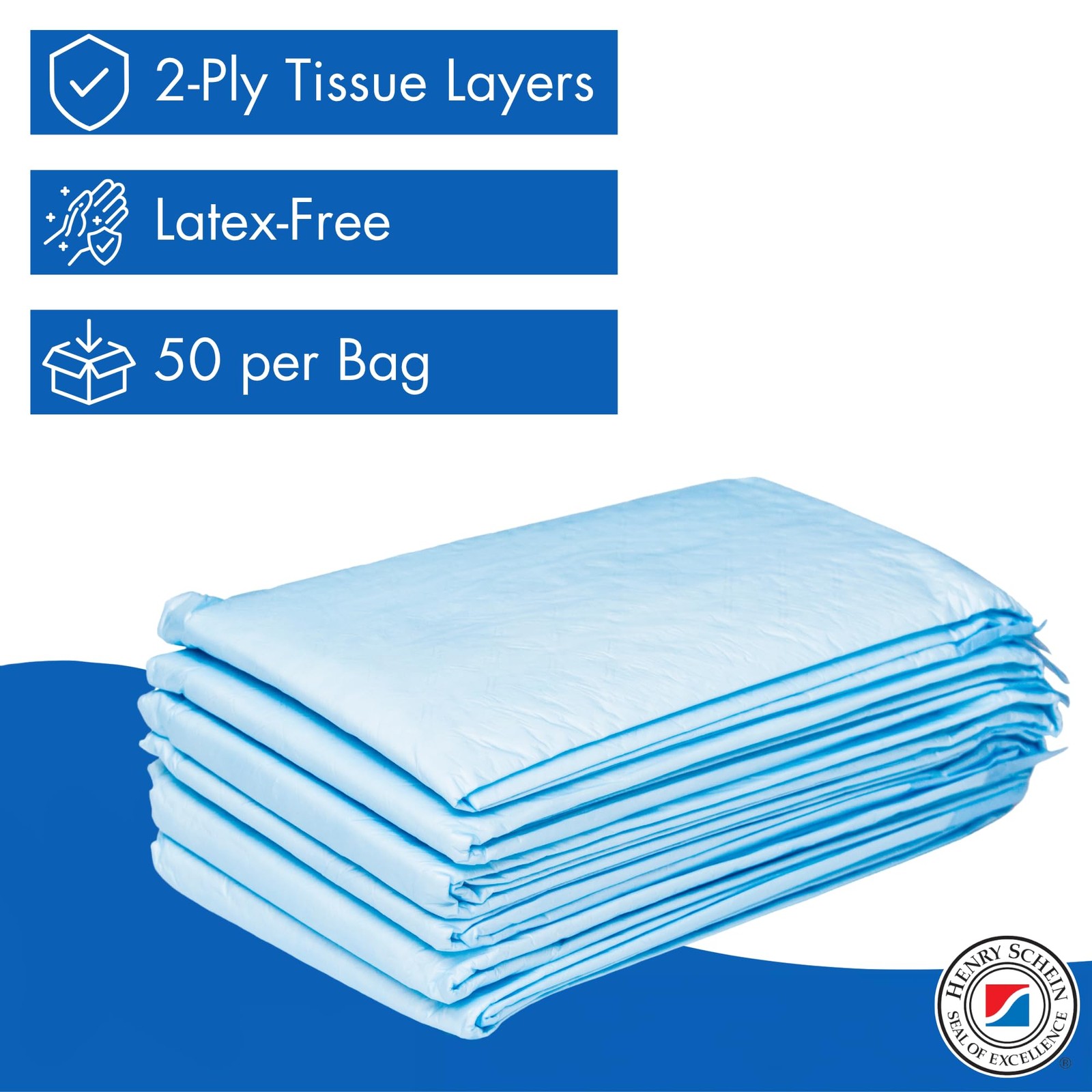 Disposable Underpad Unisex, 30×30 Light Absorbency, White/Blue – Disposable, …
