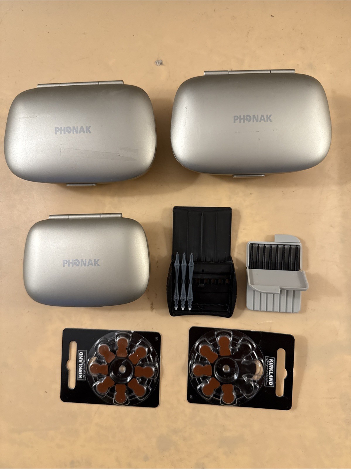 Lot Of 3 Phonak Hearing Aid Travel Cases & Accessories
