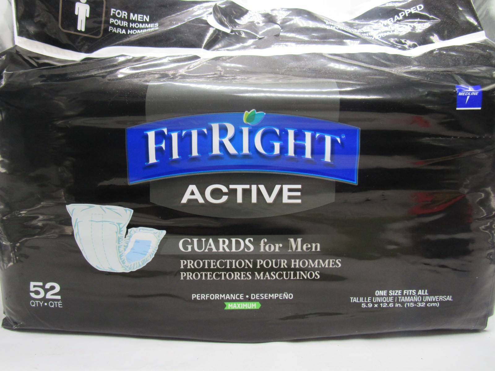 FitRight Active Guards for Men 52 Ct Maximum Absorbency Incontinence Pads New