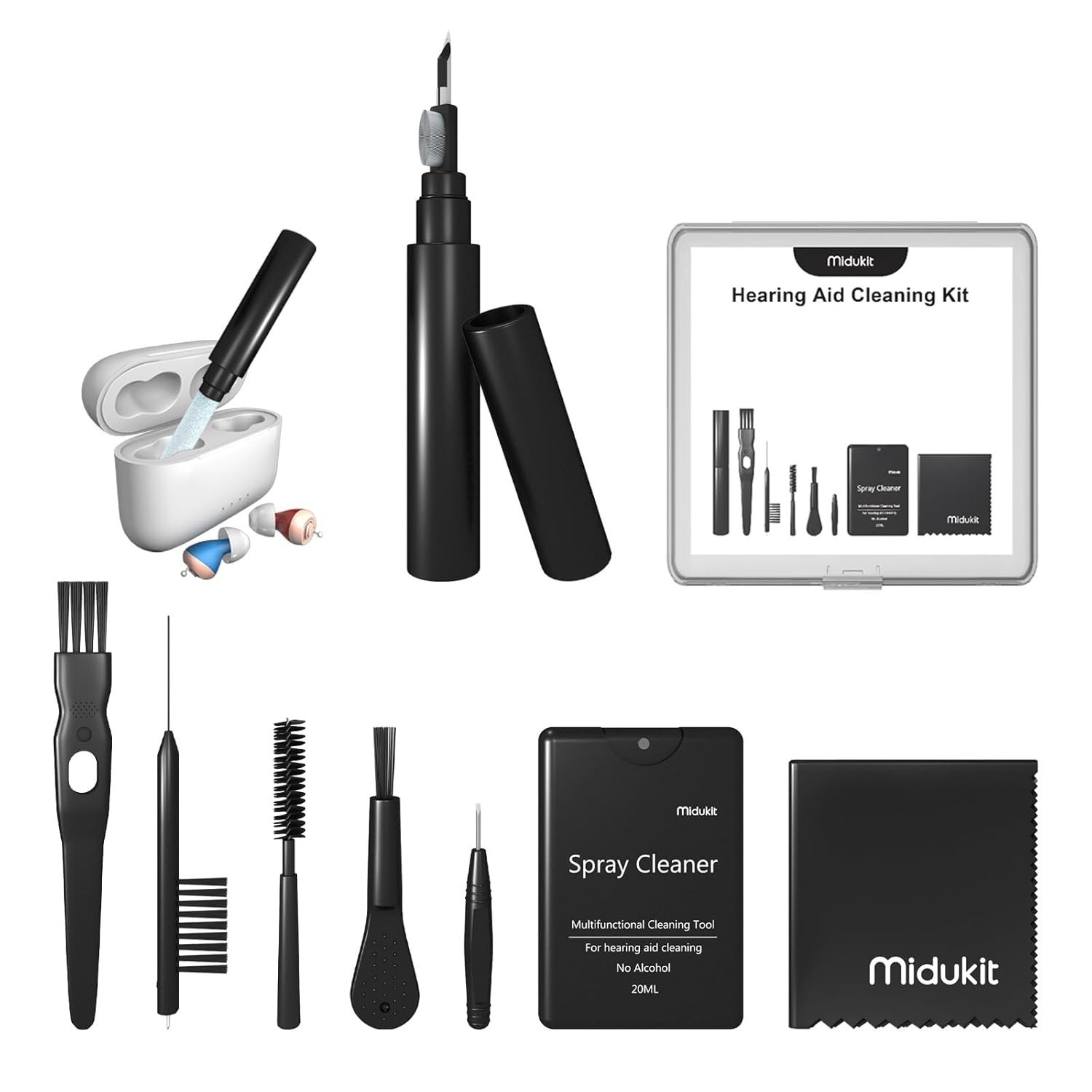 Premium Hearing Aid Cleaning Kit – Compatible with Rechargeable Hearing Aid with