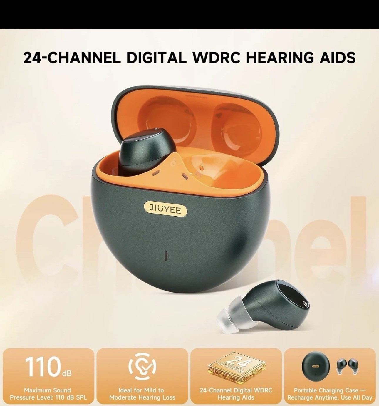 Jiuyee Bluetooth Hearing Aids Mild Moderate OTC Self-Fitting – Green