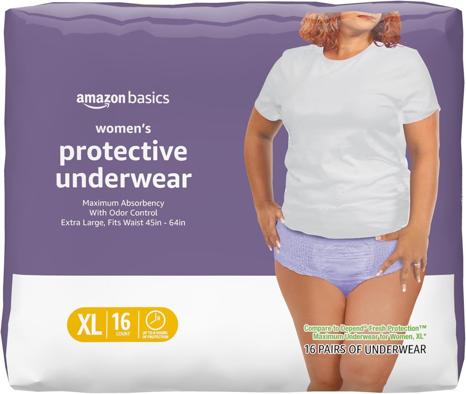 Amazon Basics Women’s Postpartum Incontinence Underwear, X-Large, 16 Count