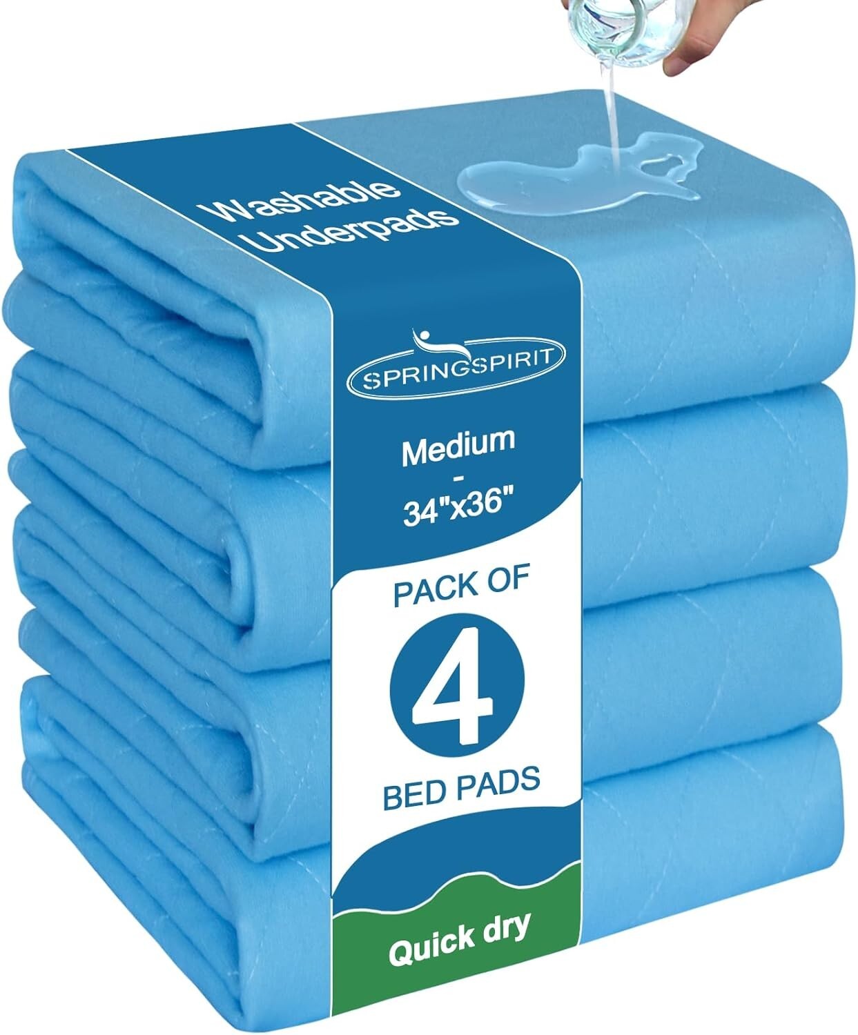 Washable Waterproof Bed Pads 34x36in Pack of 4 Reusable Incontinence Underpads