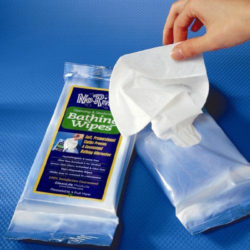 No-Rinse Bathing Wipes Alcohol-Free 8 x 8 Inch – 10 Packs of 8 Wipes (80 Count)