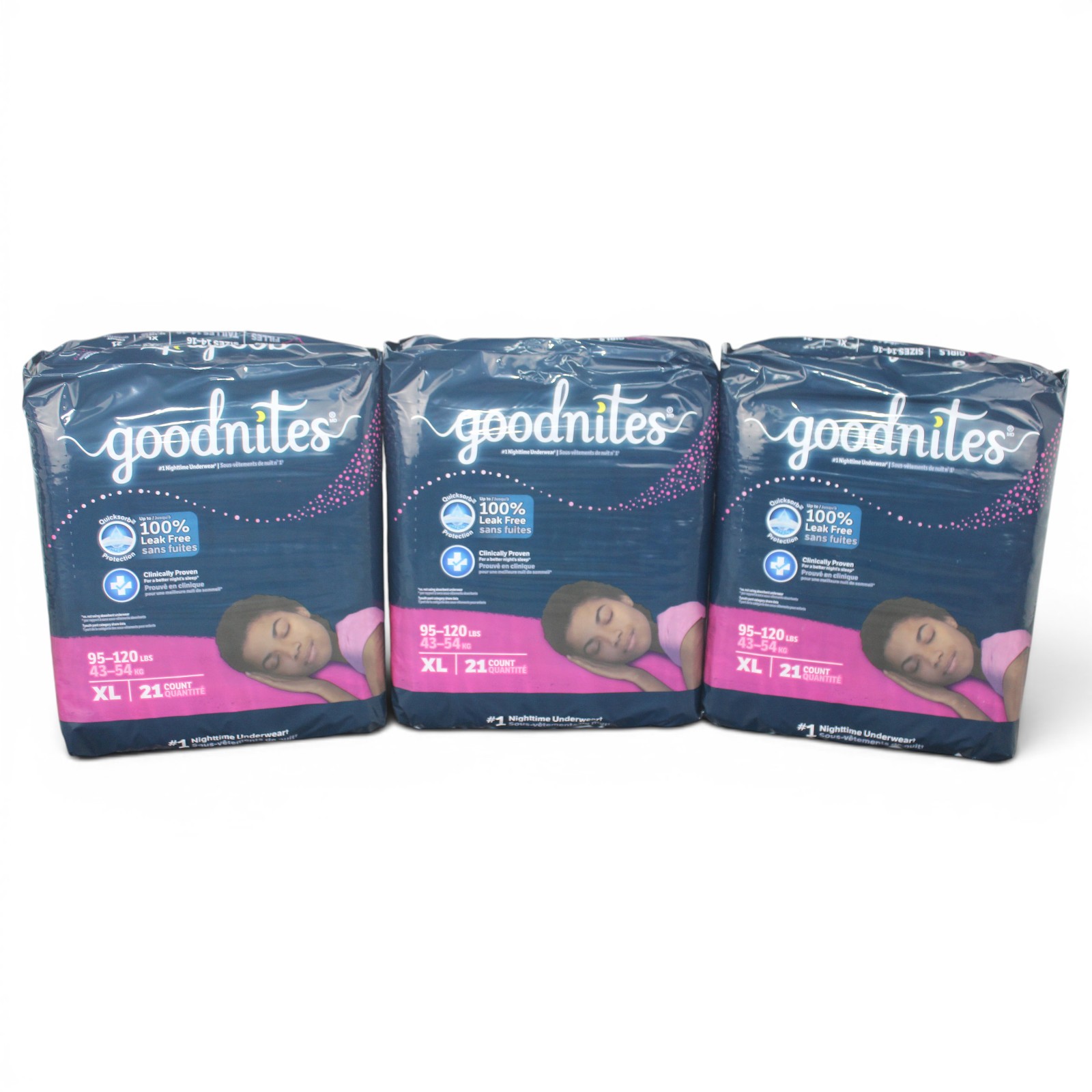 Goodnites Girls’ Nighttime Bedwetting Underwear XL 95-120+ lbs 63 Count
