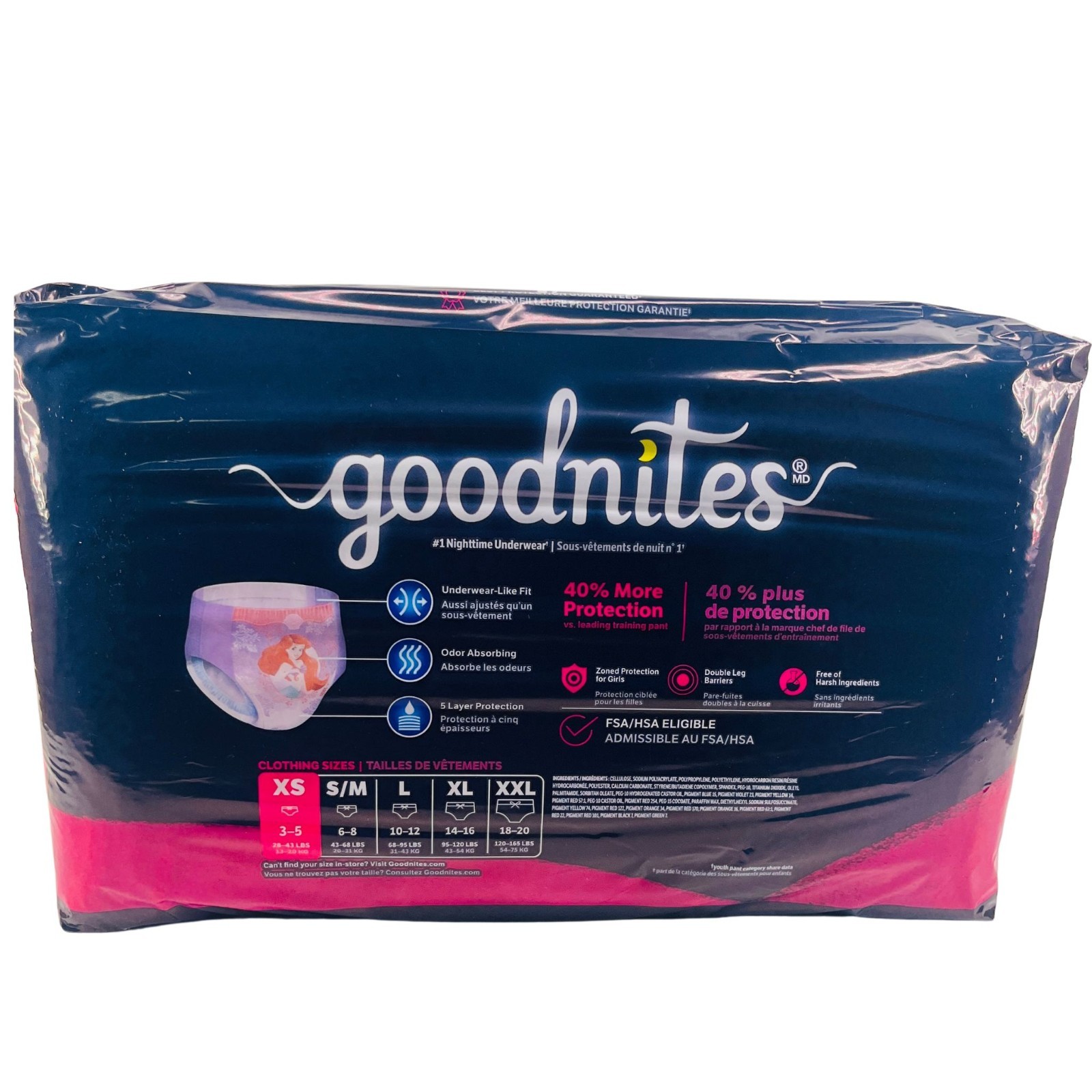 Goodnites Girls Nighttime Underwear XS 38 Ct 2 Pack New