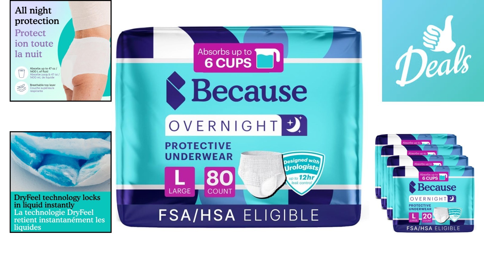Overnight Absorbency Pull-Ups for Men & Women, Large, 80 Count – Ultimate Lea…