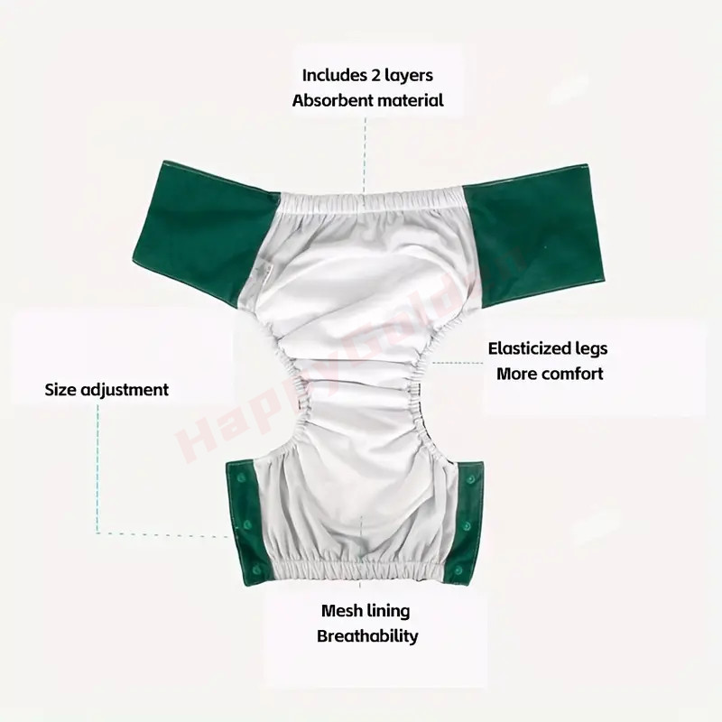 2Pack Reusable Cloth Diapers for Adults Leakproof Breathable Cotton Fabric L XL