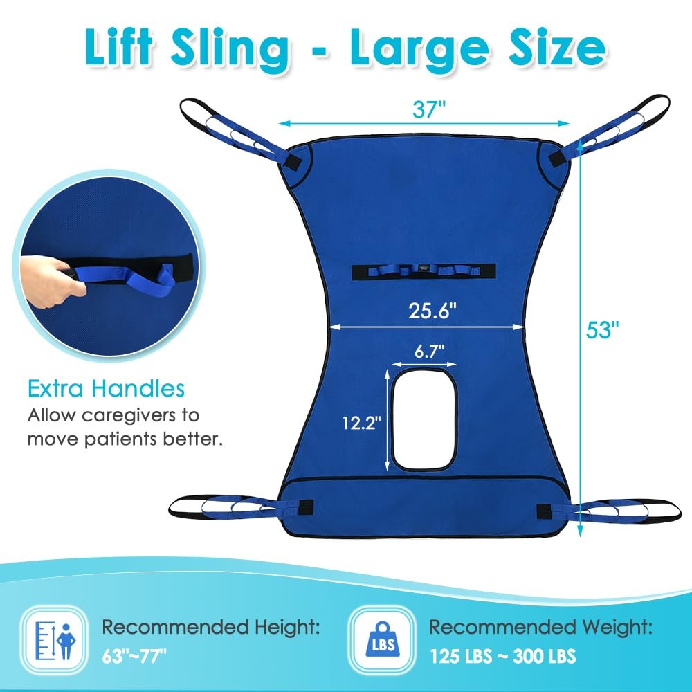 Patient Lift Aid Sling for Shower with Head Pillow Toileting Transfer and Bed…