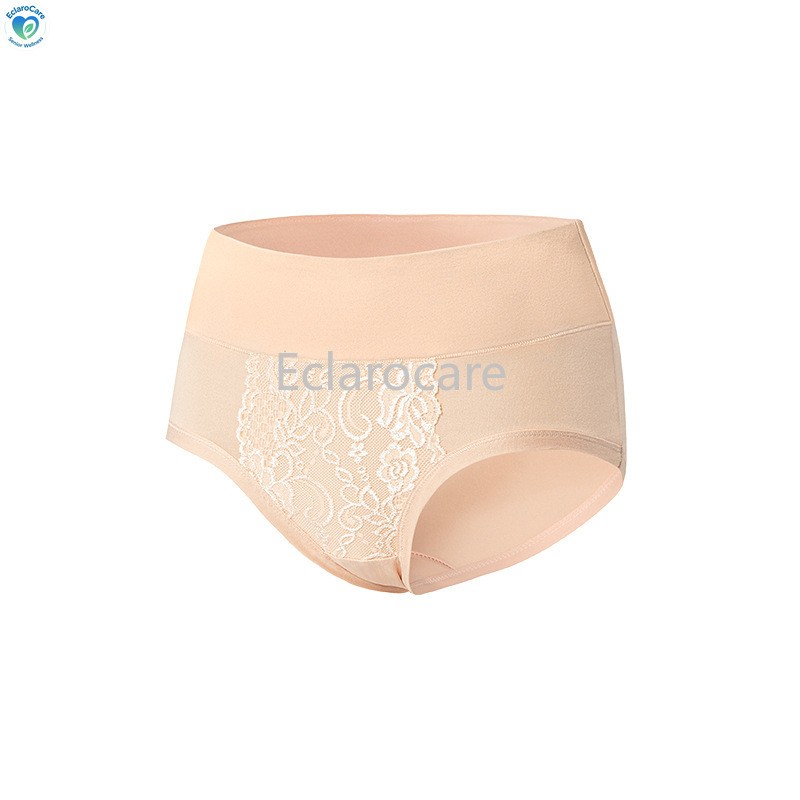 6pcs Women’s Mid-Rise Menstrual Underwear with Solid-Color Lace Breathable
