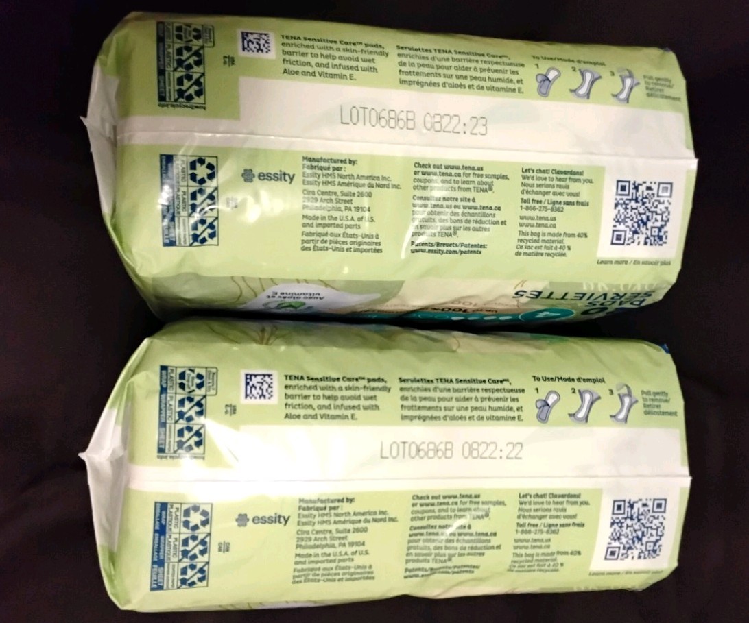 Tena Incontinence Pads Women Sensitive Care Aloe Vitamin E Moderate 40 Count