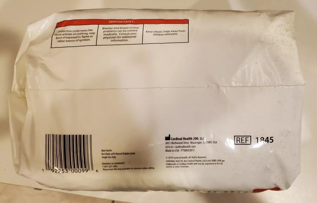 FOUR PACK CardinalHealth SURE CARE Extra Moderate Absorbency Large 44-54in X 18