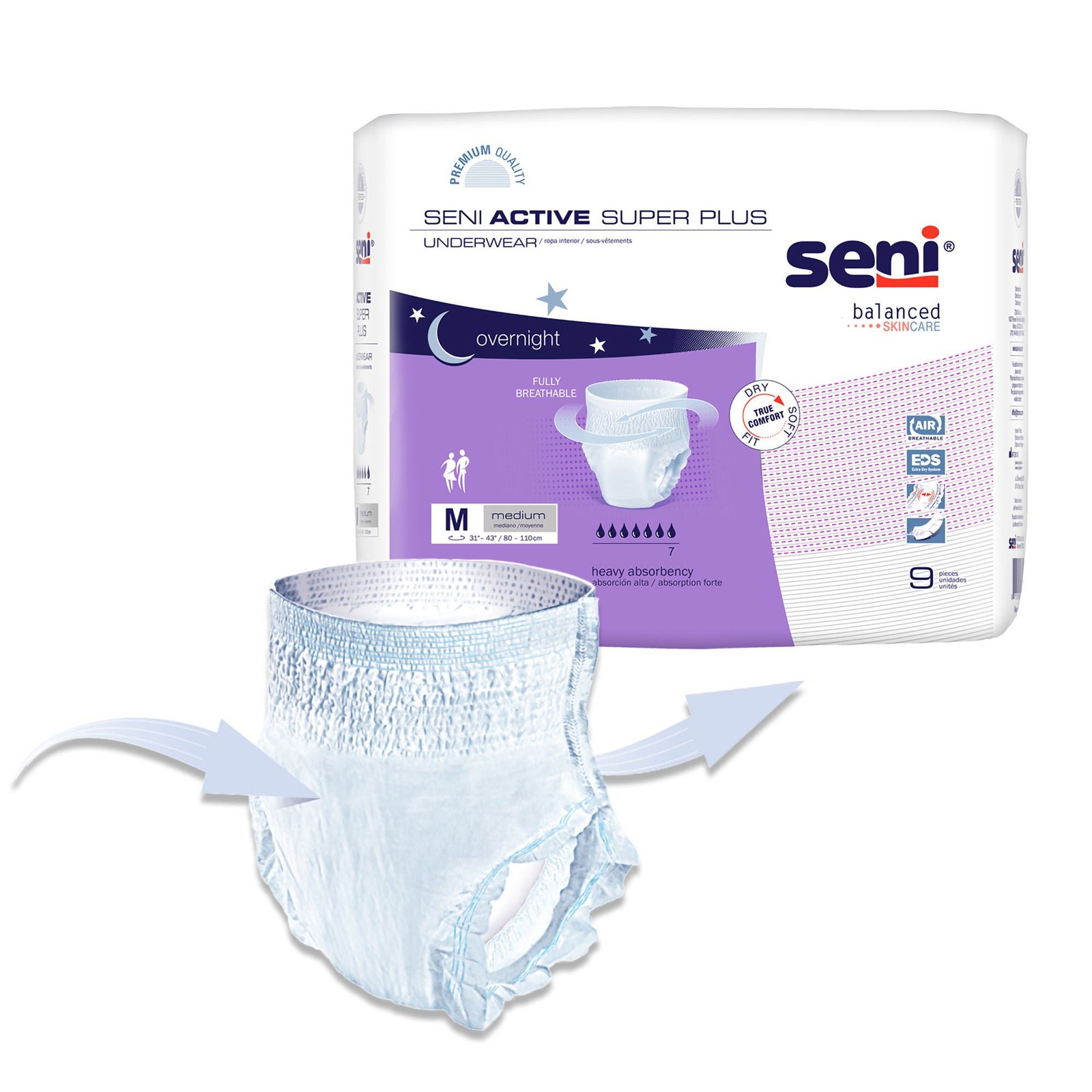 Seni Disposable Underwear Medium Heavy 9 Ct
