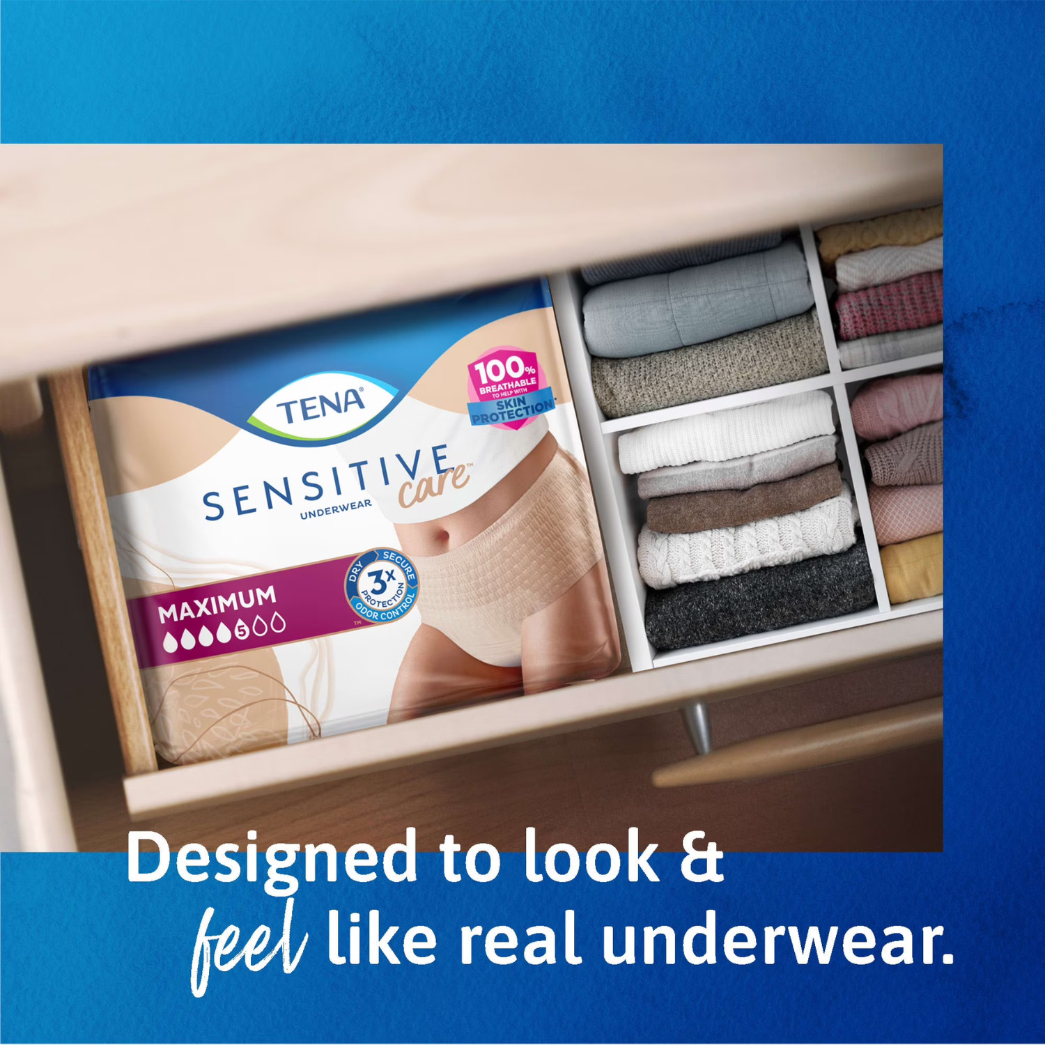 TENA Sensitive Care Underwear for Women Maximum XL 72 Ct (Waist Size 45in-58in)