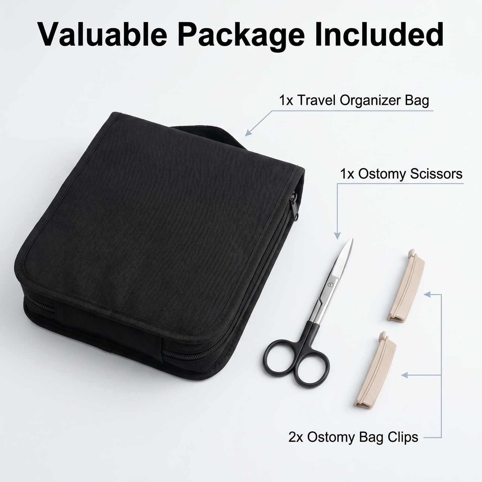 Ostomy Colostomy Travel Bag kit with Ostomy Scissors Hanging Organizer Bag fo…