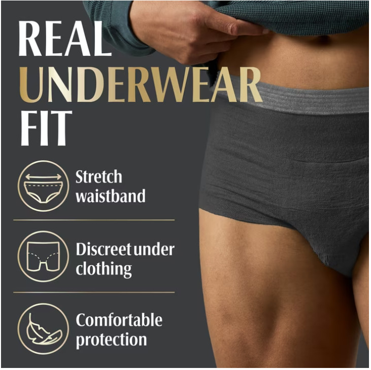 Depend Real Fit Incontinence Underwear for Men, Adult Diapers, L/XL, 52 Count