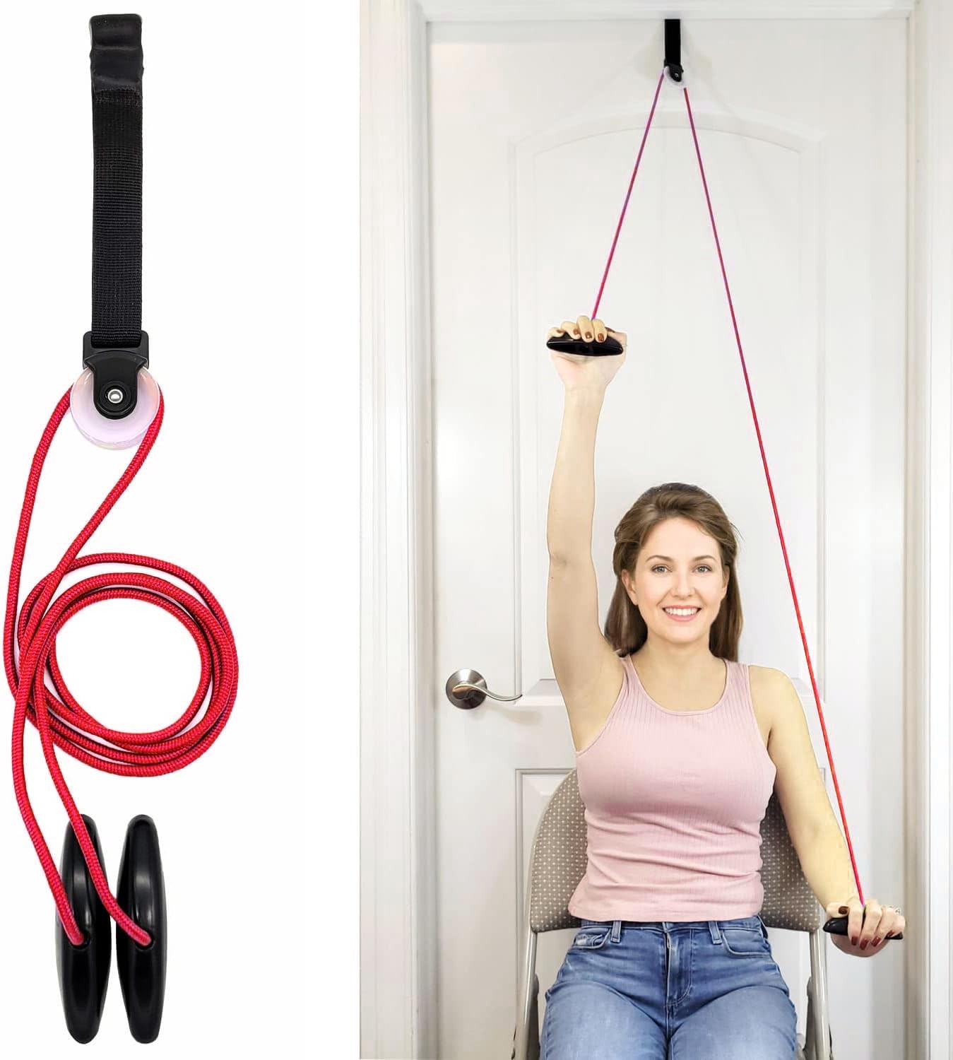 LiftAid Shoulder Pulley for Physical Therapy with Exercise Guide – Red