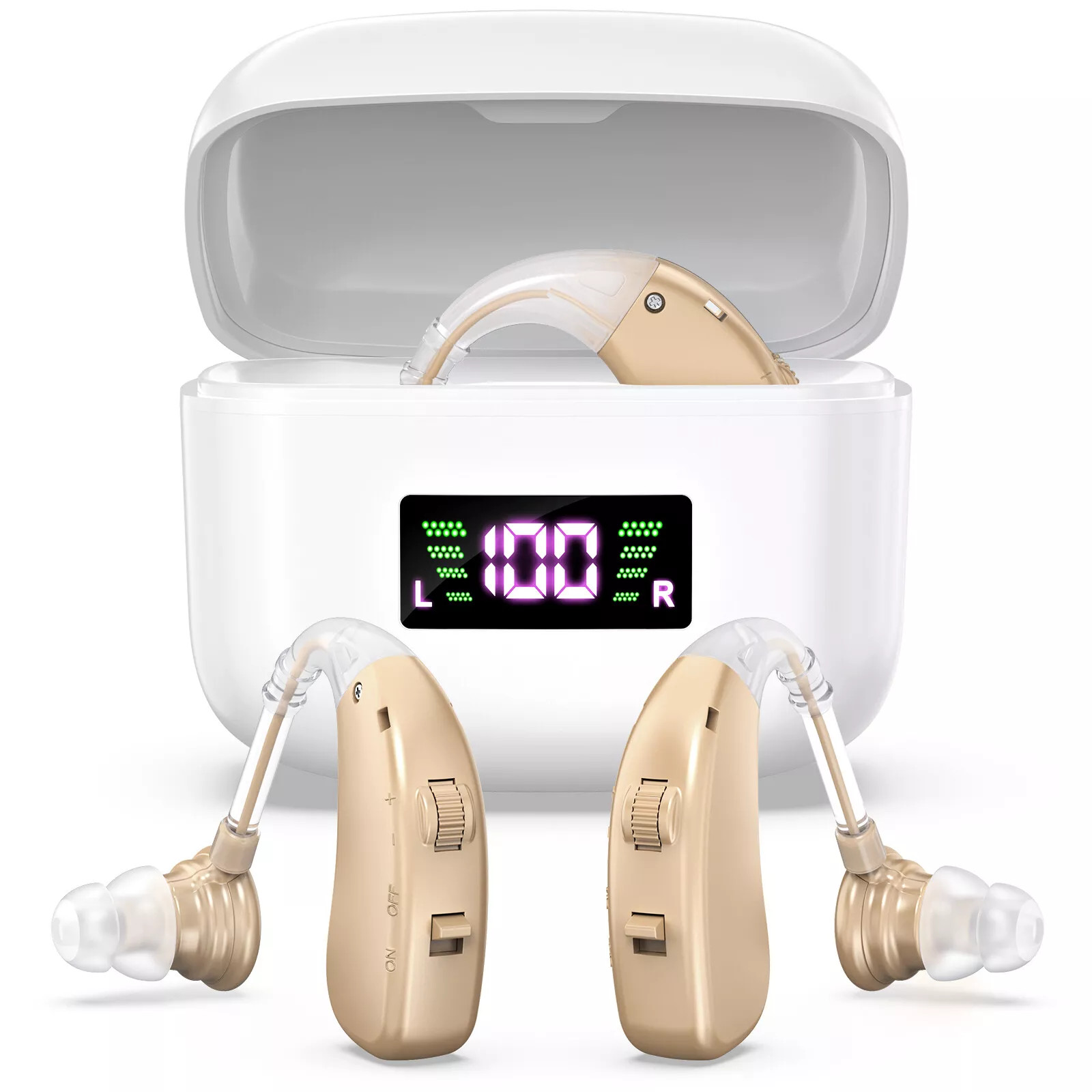Hearing aids For Adults & Seniors With Rechargeable Case & Niose Cancellation
