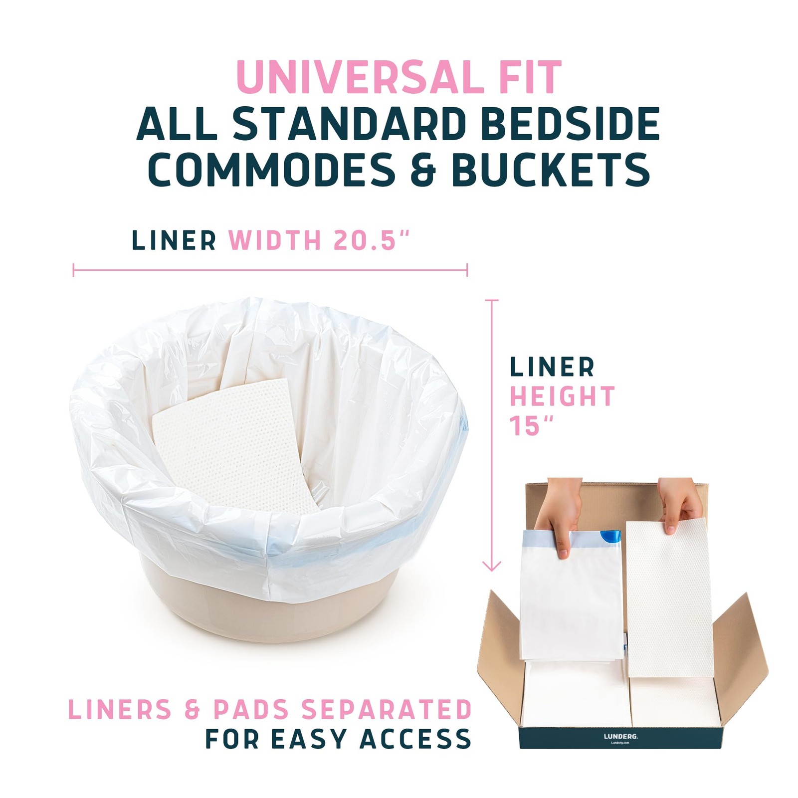 Commode Liners with Absorbent Pads – Rose Scent Medical Grade 50 Count Univer…
