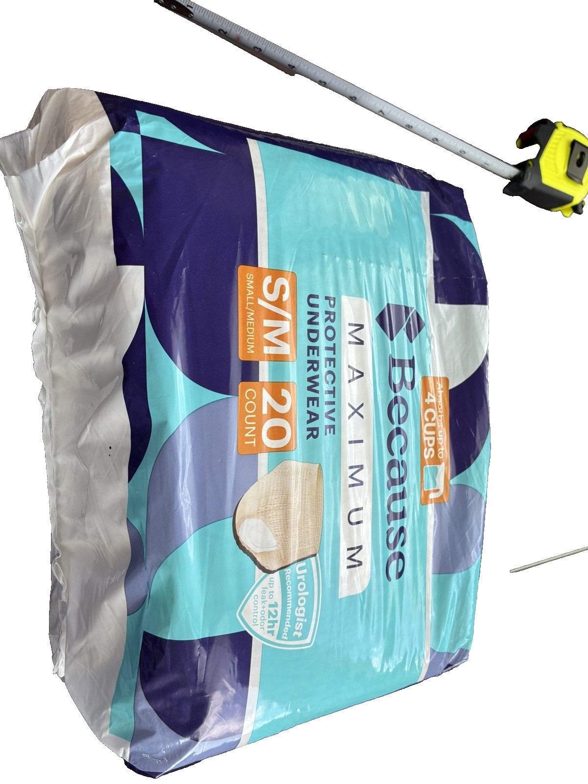 Because Maximum Protective 20 Underwear | S/M | 1 Pack | Absorbs Up to 4 Cups