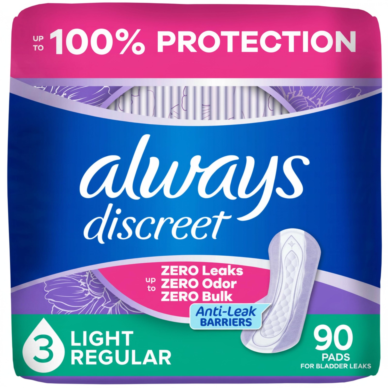 Adult Incontinence Pads for Women, Drier, 3 Drop Regular Length, Light Absorb…