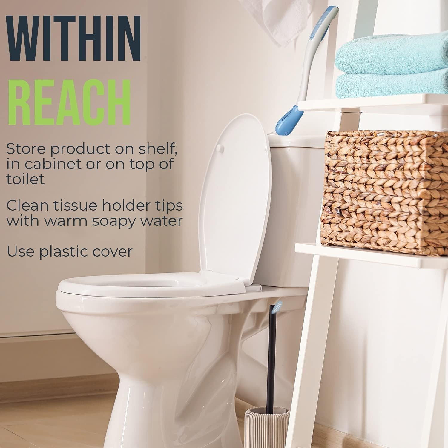 Ergonomic 18-Inch Toilet Aid Wand with Hygienic Cover – Ideal for Personal Care